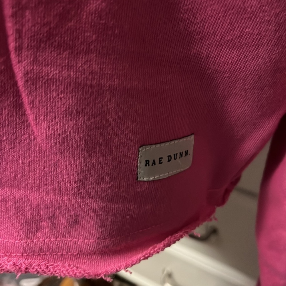 Rae Dunn bright pink crew neck sweatshirt with cutout detailing on sleeves, new - Picture 2 of 11